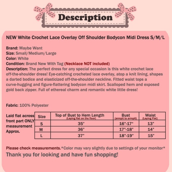 Last☝️ Crochet Lace Off Shoulder Sheath Midi Dress - Picture 8 of 8